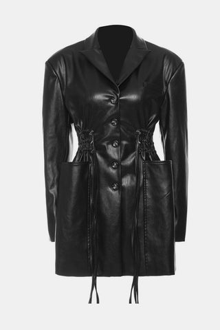 Friend or Faux Leather Coat Dress